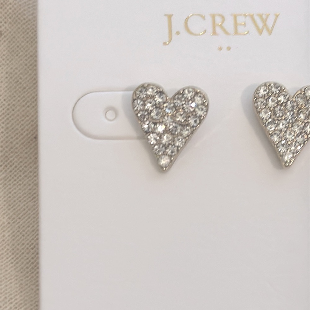 J Crew Pavé crystal heart stud earrings - Picture 4 of 8
